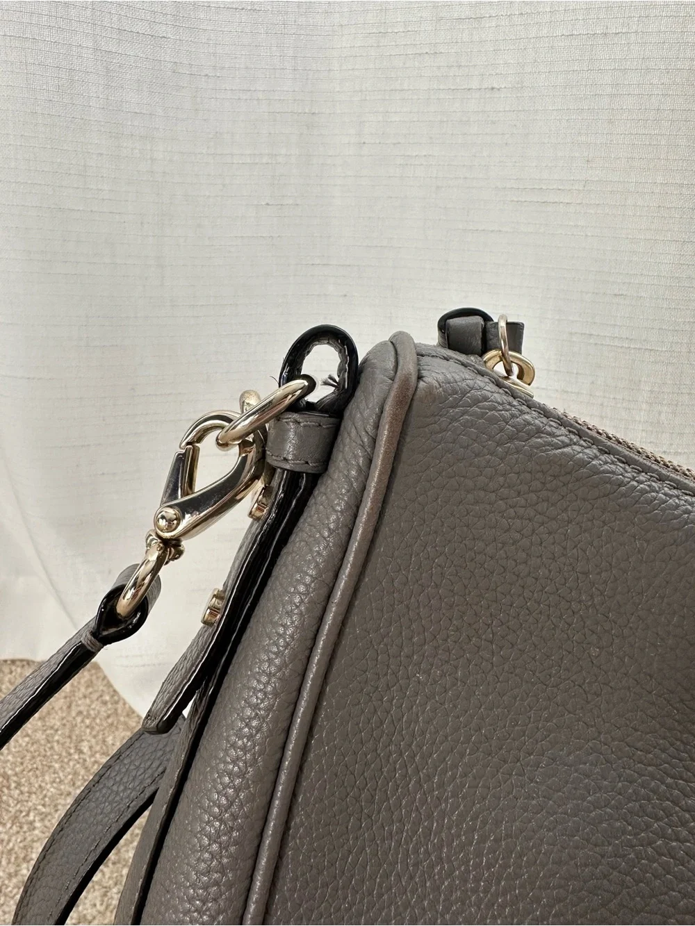 kate spade Pebbled Leather Hobo Bag in Dark Grey